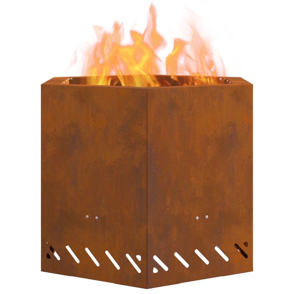 Focar fără fum Hexagonal 58x58x51 cm Oțel rezistent la intemperii - 2 | YEO