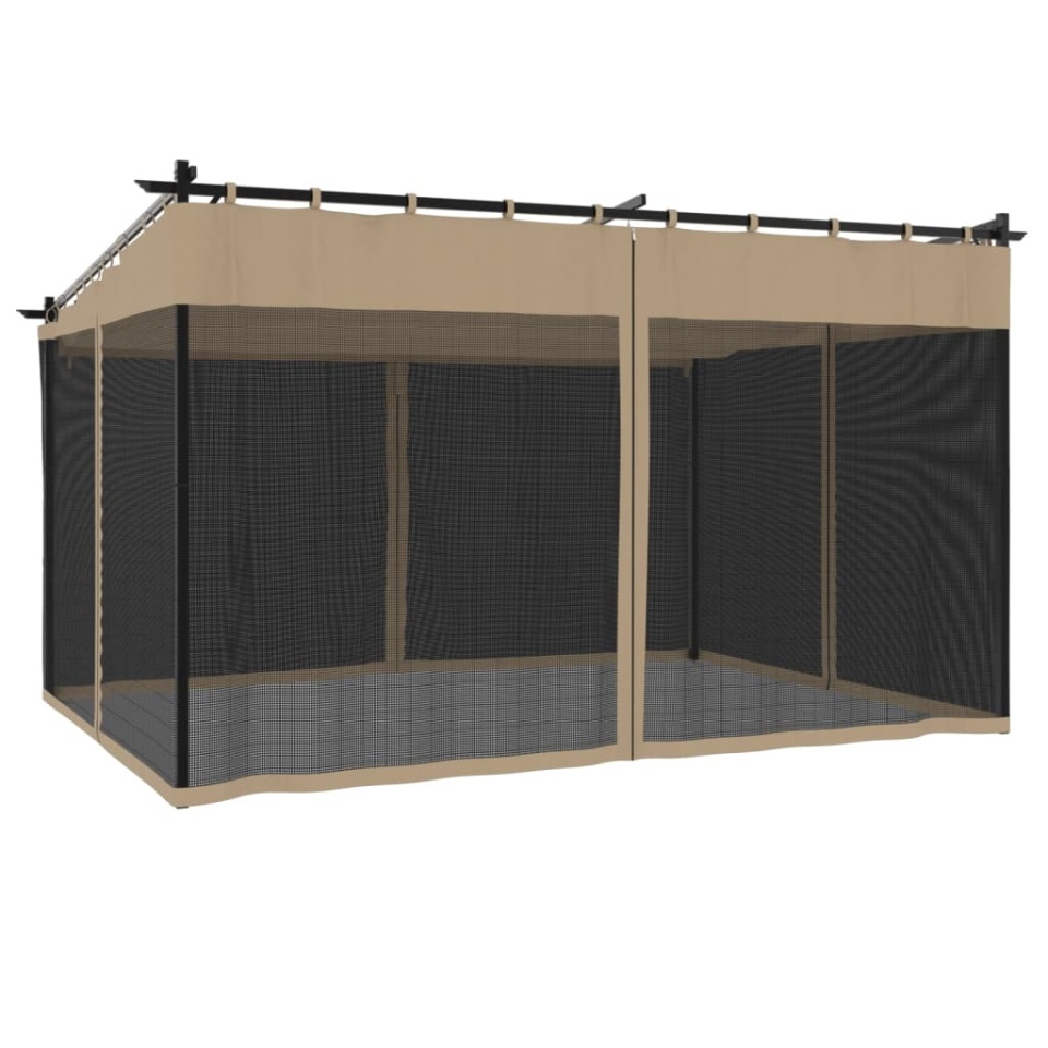 Foișor cu pereți din plasă, gri taupe, 4x3 m, oțel - 4 | YEO