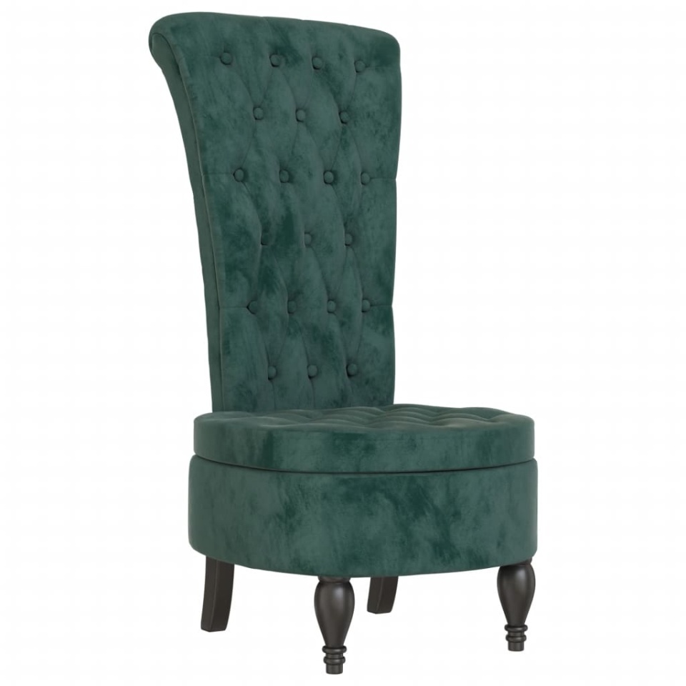 Fotoliu cu spătar înalt verde închis catifea design cu nasturi - 1 | YEO