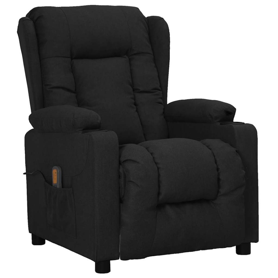 Fotoliu de masaj cu ridicare, negru, material textil - 1 | YEO