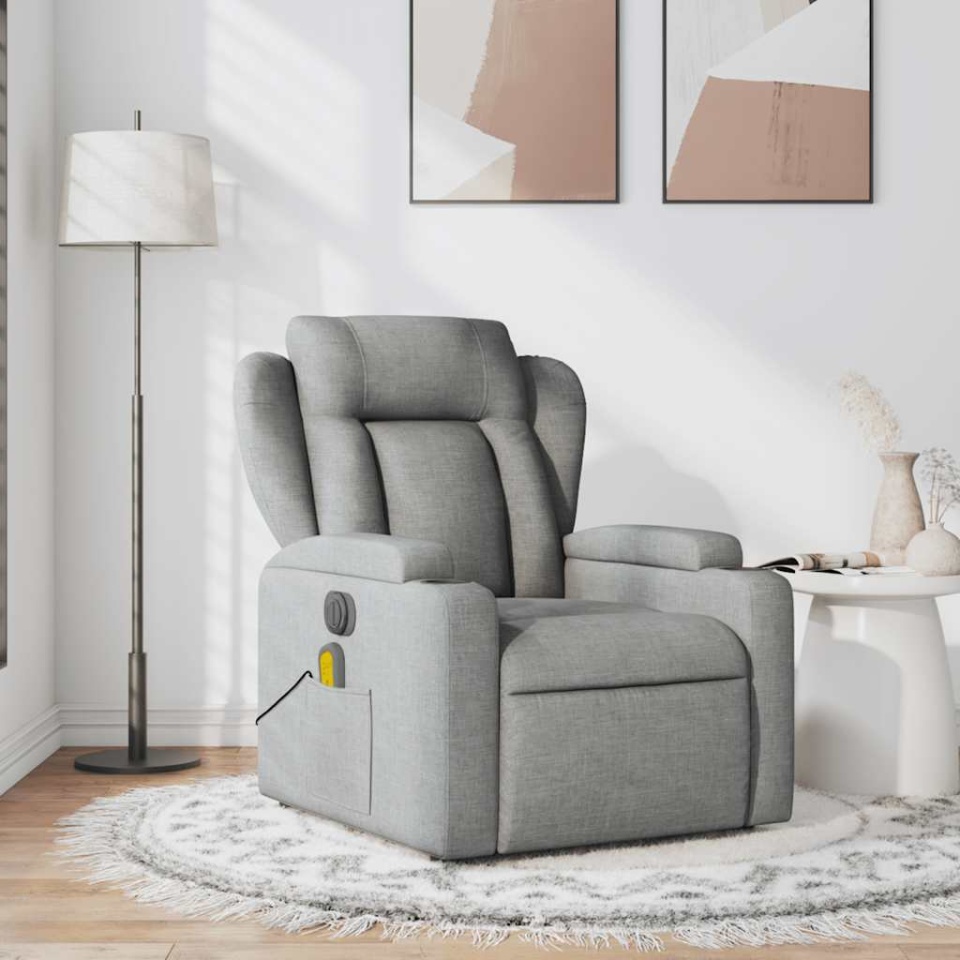 Fotoliu de masaj rabatabil, gri deschis, textil