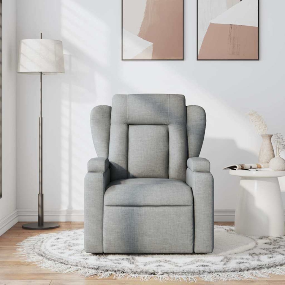 Fotoliu de masaj rabatabil, gri deschis, textil - 2 | YEO