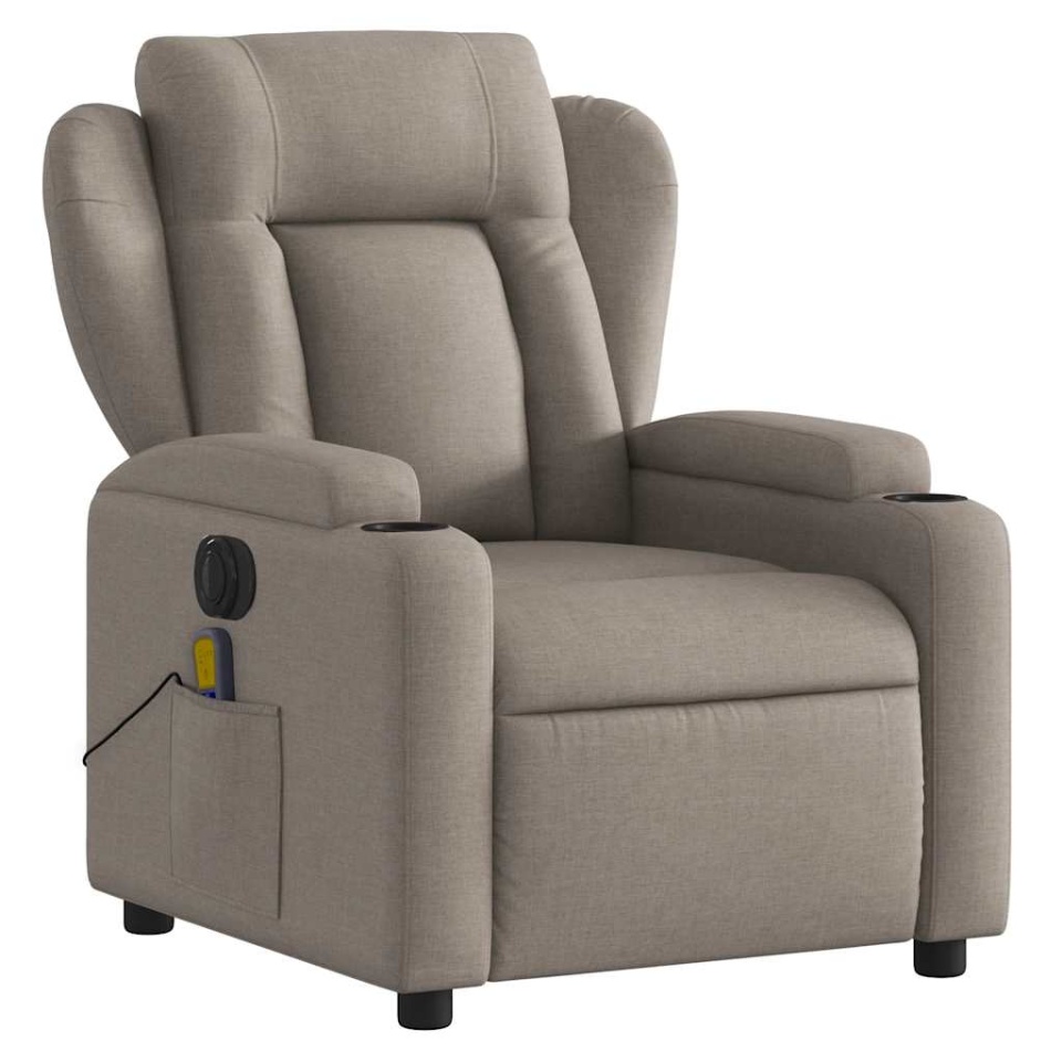 Fotoliu electric de masaj rabatabil, gri taupe, textil - 3 | YEO