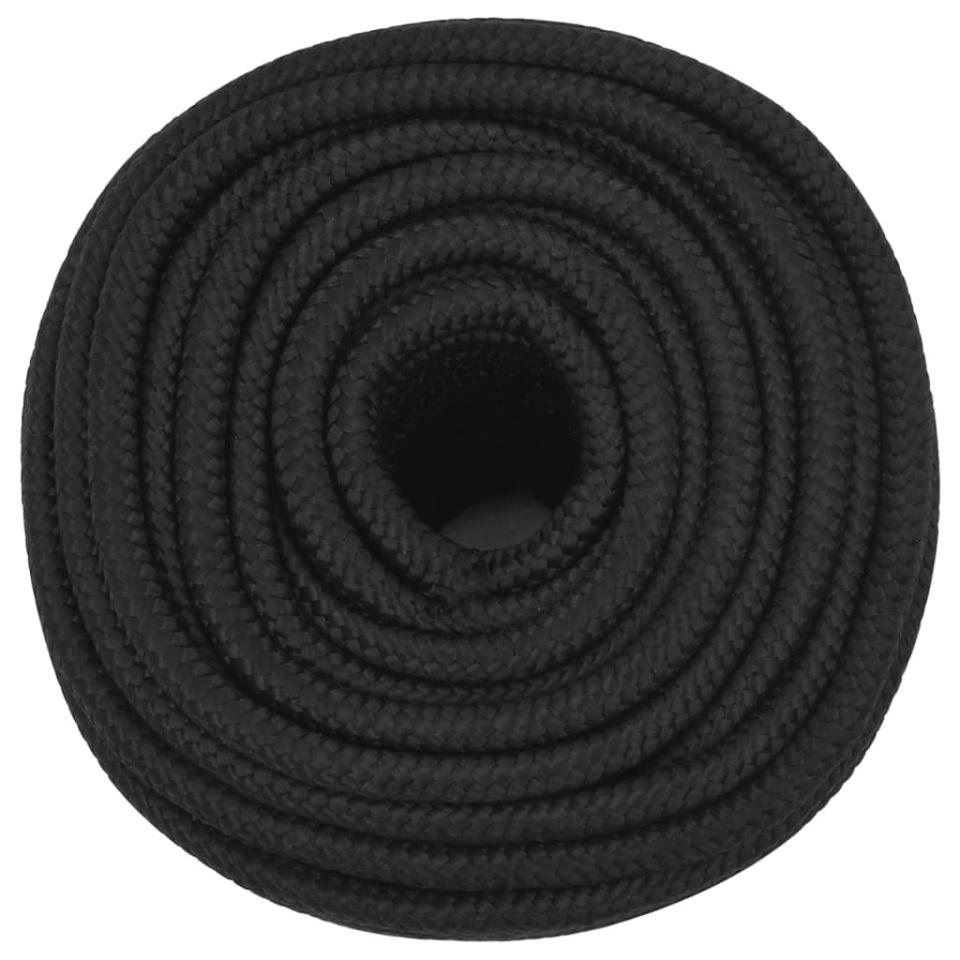 Frânghie de barcă, negru complet, 12 mm, 250 m, polipropilenă - 2 | YEO