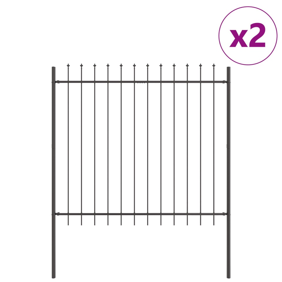 Gard cu varf in forma de lance Gri 3,4x1,5 m Otel - 1 | YEO