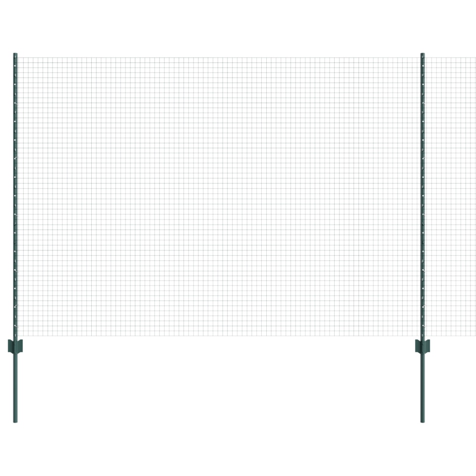 Gard din sârmă sudată cu 11 posturi U Verde 1.6x25 m Oțel - 1 | YEO
