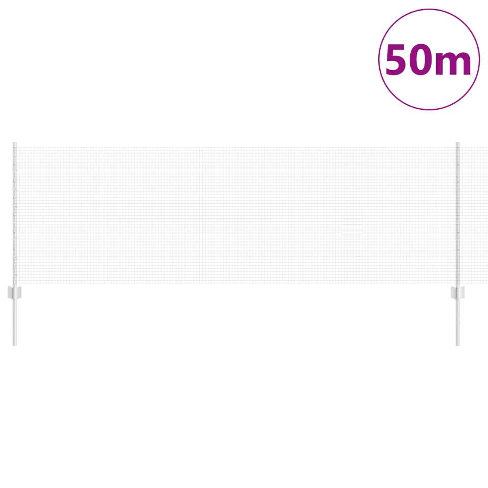 Gard din sârmă sudată cu 22 de U Posts Argintiu 0.8x50 m Oțel - 2 | YEO