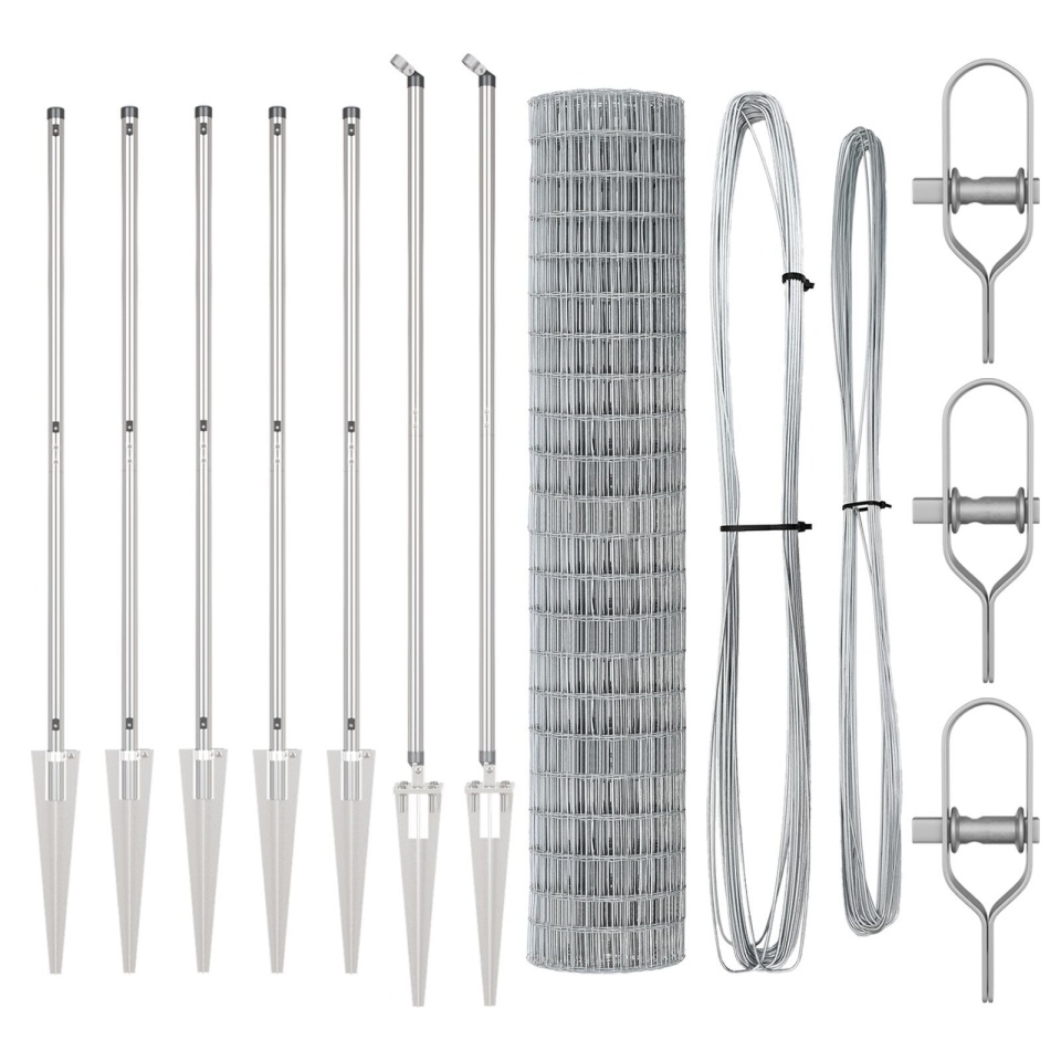 Gard Euro cu 7 stâlpi cu vârfuri 1.6x10 m Oțel galvanizat - 1 | YEO