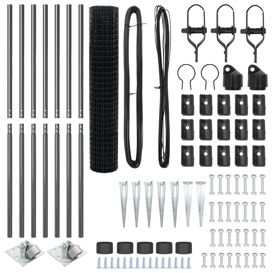 Gard Euro cu 7 Stâlpi Spike 1.5x10 m Oțel Galvanizat Gri - 3 | YEO