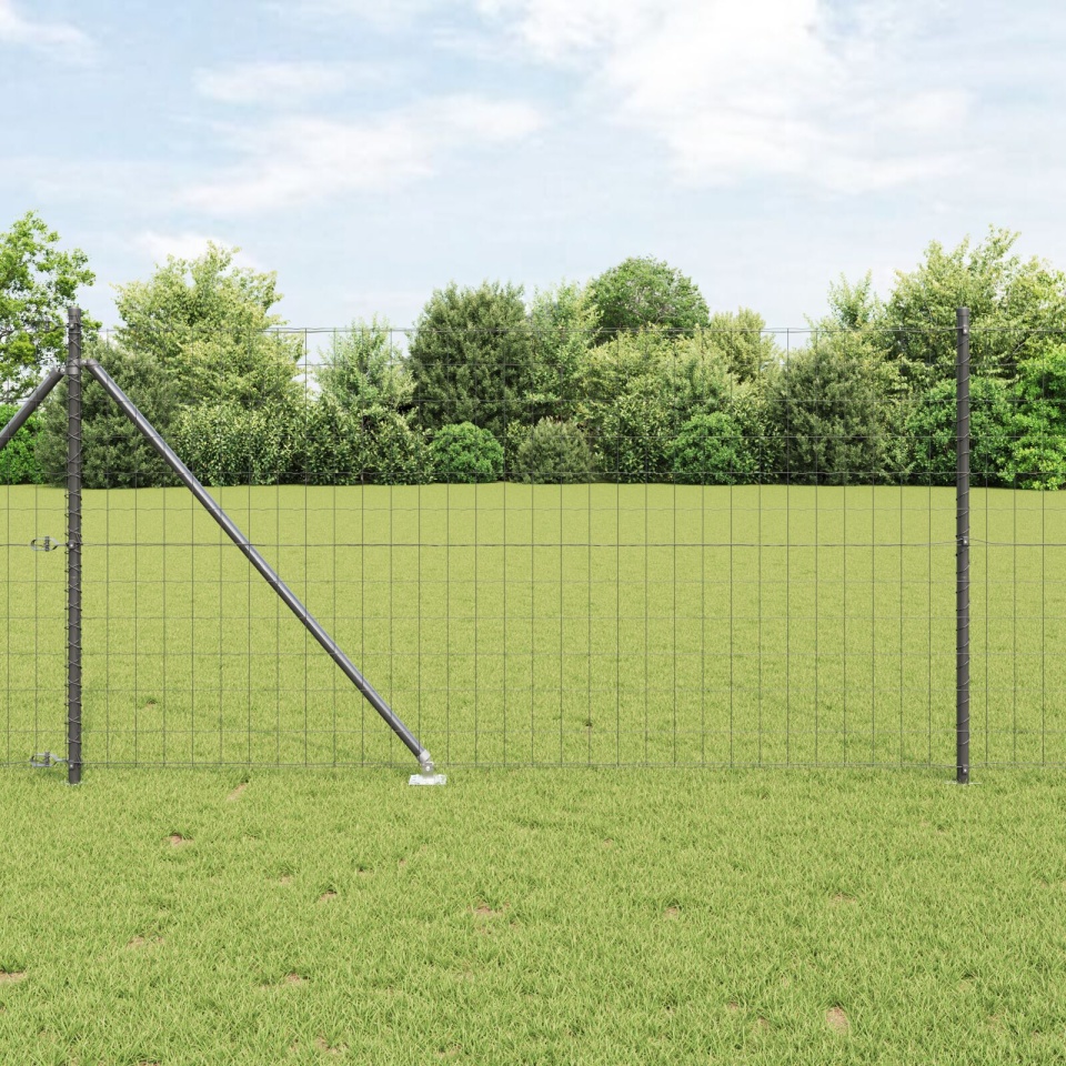 Gard Euro cu 7 stâlpi Spike 1x10 m Oțel galvanizat Gri