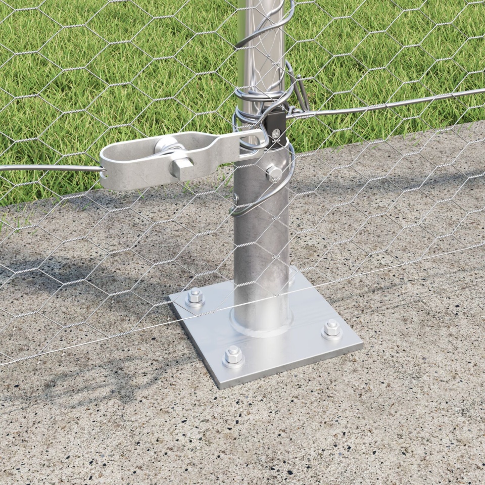 Gard Hexagon 1.4x25 m Oțel Galvanizat, Stâlpi de Gard cu Plăci de Bază 13 buc Ø32mm 78.5cm Oțel Galvanizat - 3 | YEO