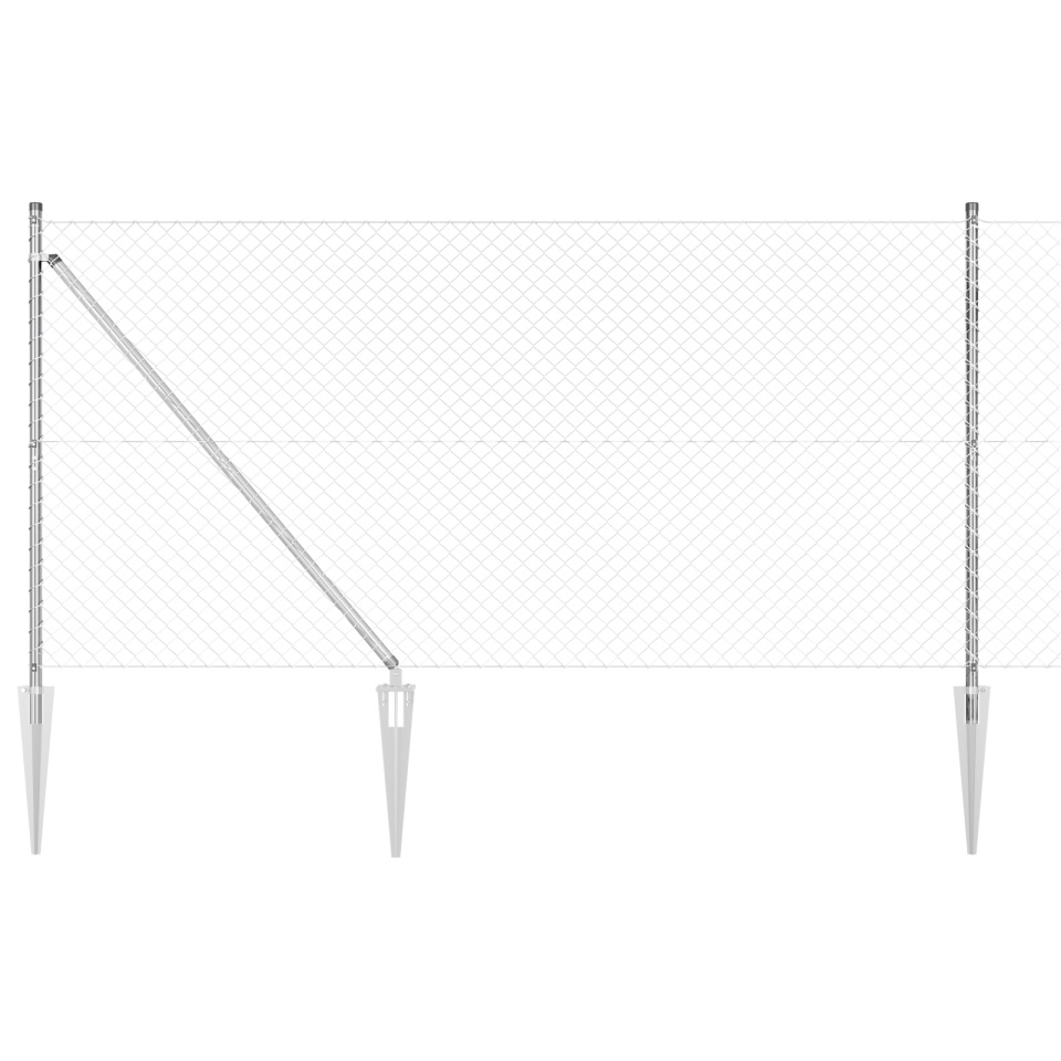 Împrejmuire din plasă de lanț cu 7 țevi de sprijin 1.4x10 m Oțel galvanizat - 1 | YEO
