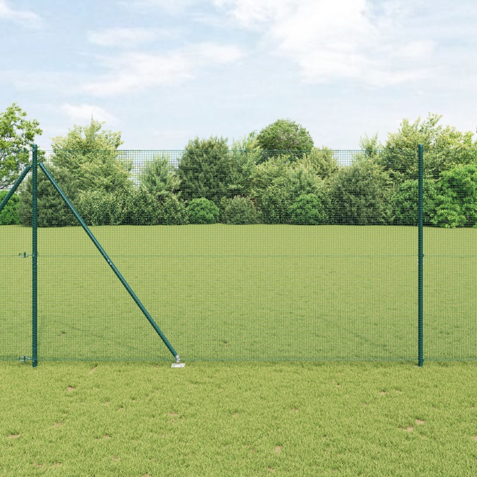Împrejmuire din plasă sudată cu 13 prăjini Spike Verde 1.5x50 m Oțel