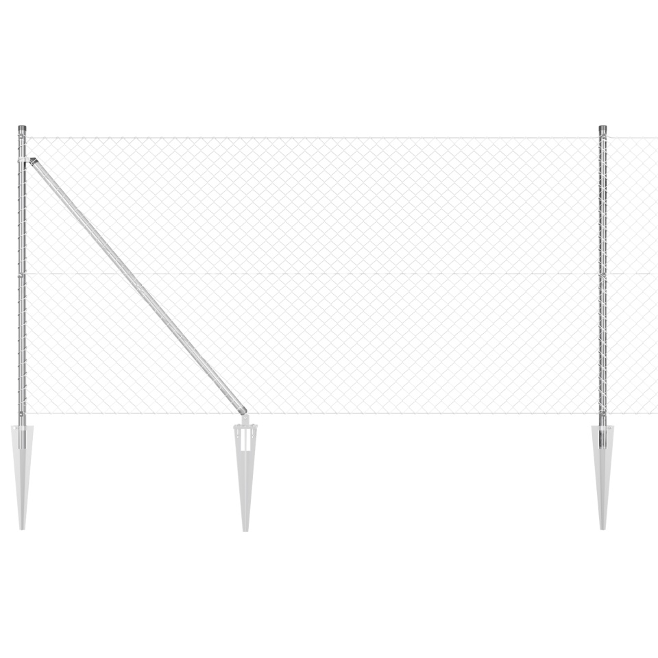 Împrejmuire din sârmă cu 7 stâlpi cu vârfuri 1x10 m Oțel galvanizat - 1 | YEO