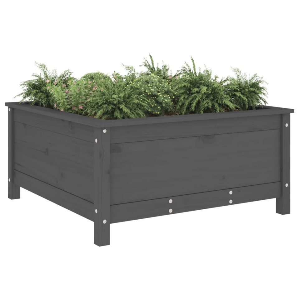 Jardinieră de grădină, gri, 82,5x82,5x39 cm, lemn masiv pin - 2 | YEO