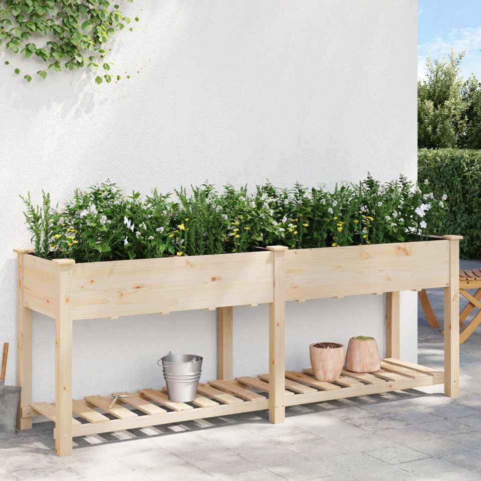 Jardiniță cu raft 203x53x76 cm din lemn masiv de brad - 3 | YEO