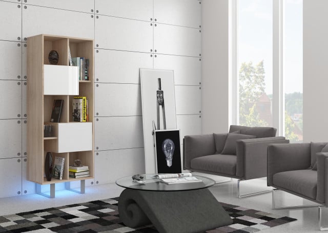 King 07 Biblioteca C S.Bright/White High Gloss