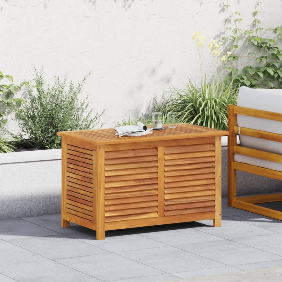 Ladă depozitare grădină cu grilaj 90x50x56 cm lemn masiv acacia - 2 | YEO