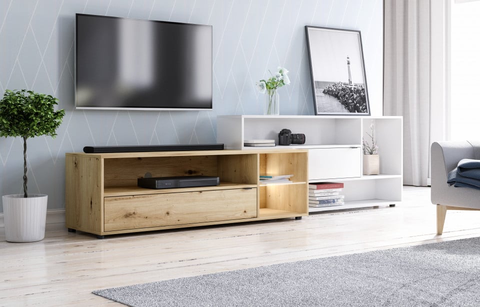 Let\'S Rock Tv Stand + Led Oak Artisan/White