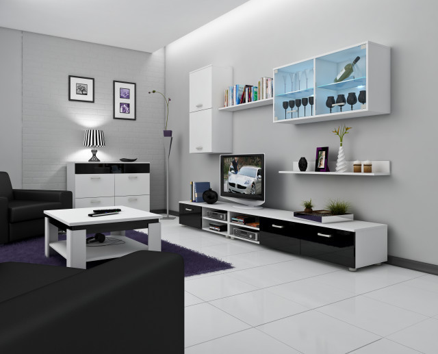 Magic (Mobila Sufragerie De Perete) White/Black High Gloss&