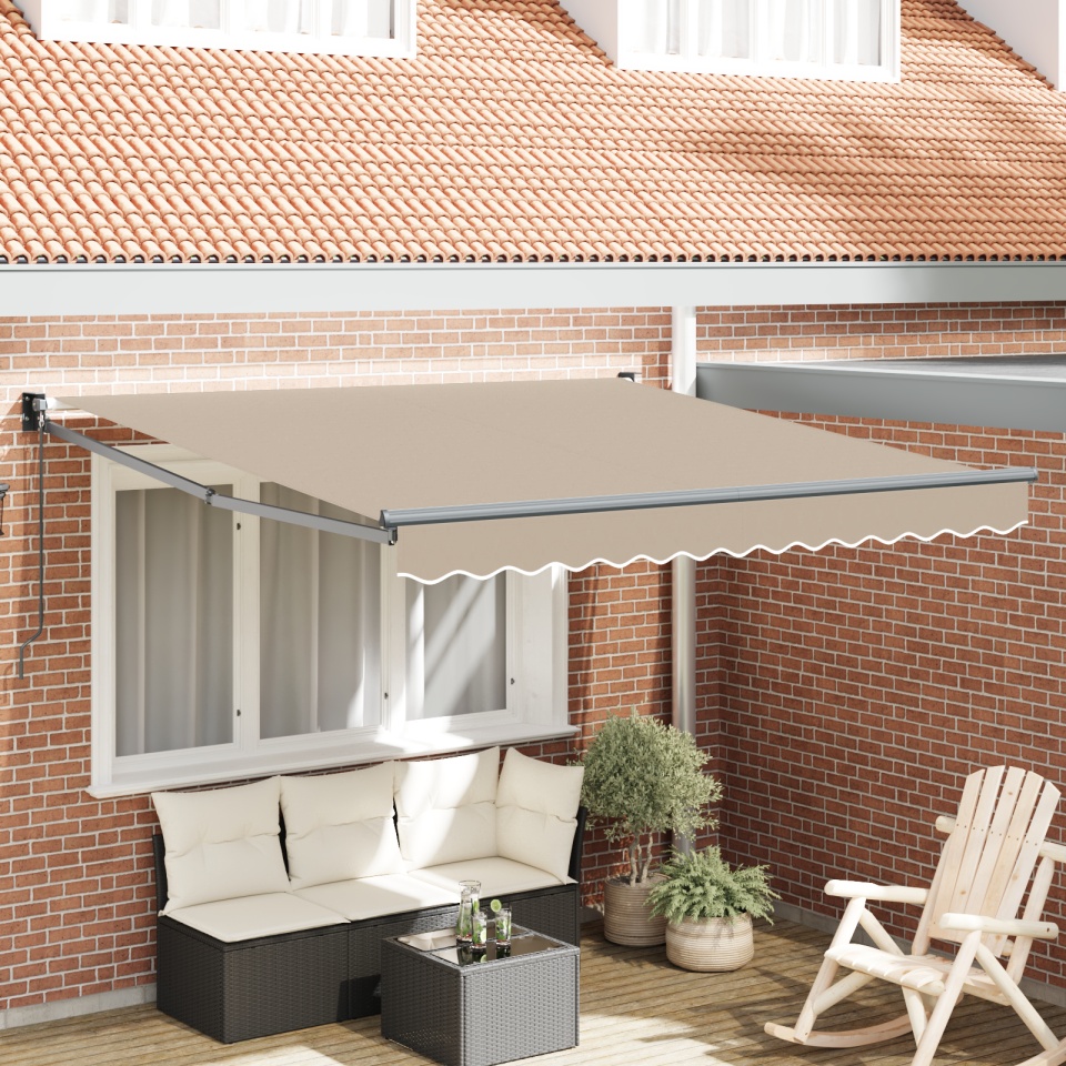 marchiză manuală retractabilă Bej 300x250 cm, material de schimb pentru marchiză pentru cadru de 3x2,5 m Bej