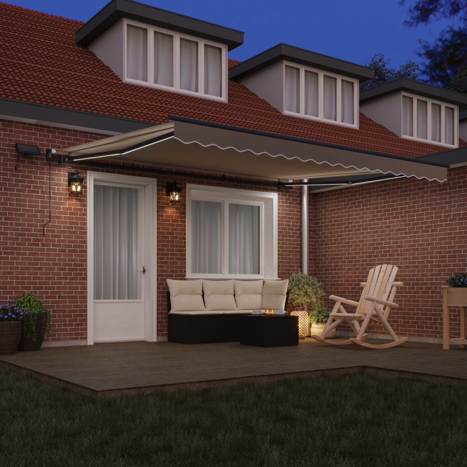 Marchiza manuală retractabilă cu LED Bej 400x300 cm, Material de schimb pentru marchiză pentru cadru de 4x3 m Bej - 2 | YEO