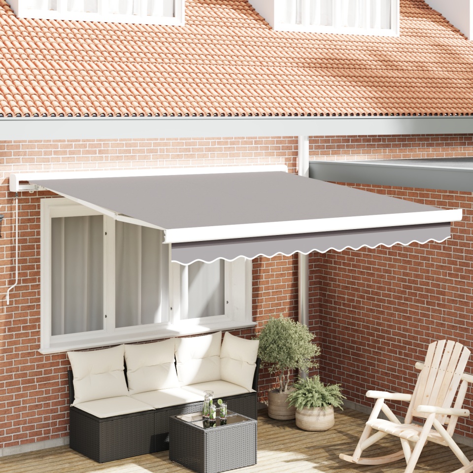 Marchiză Manuală Retractabilă Gri Deschis 350x250 cm, Cadrul de înlocuire pentru 3.5x2.5 m Gri Deschis