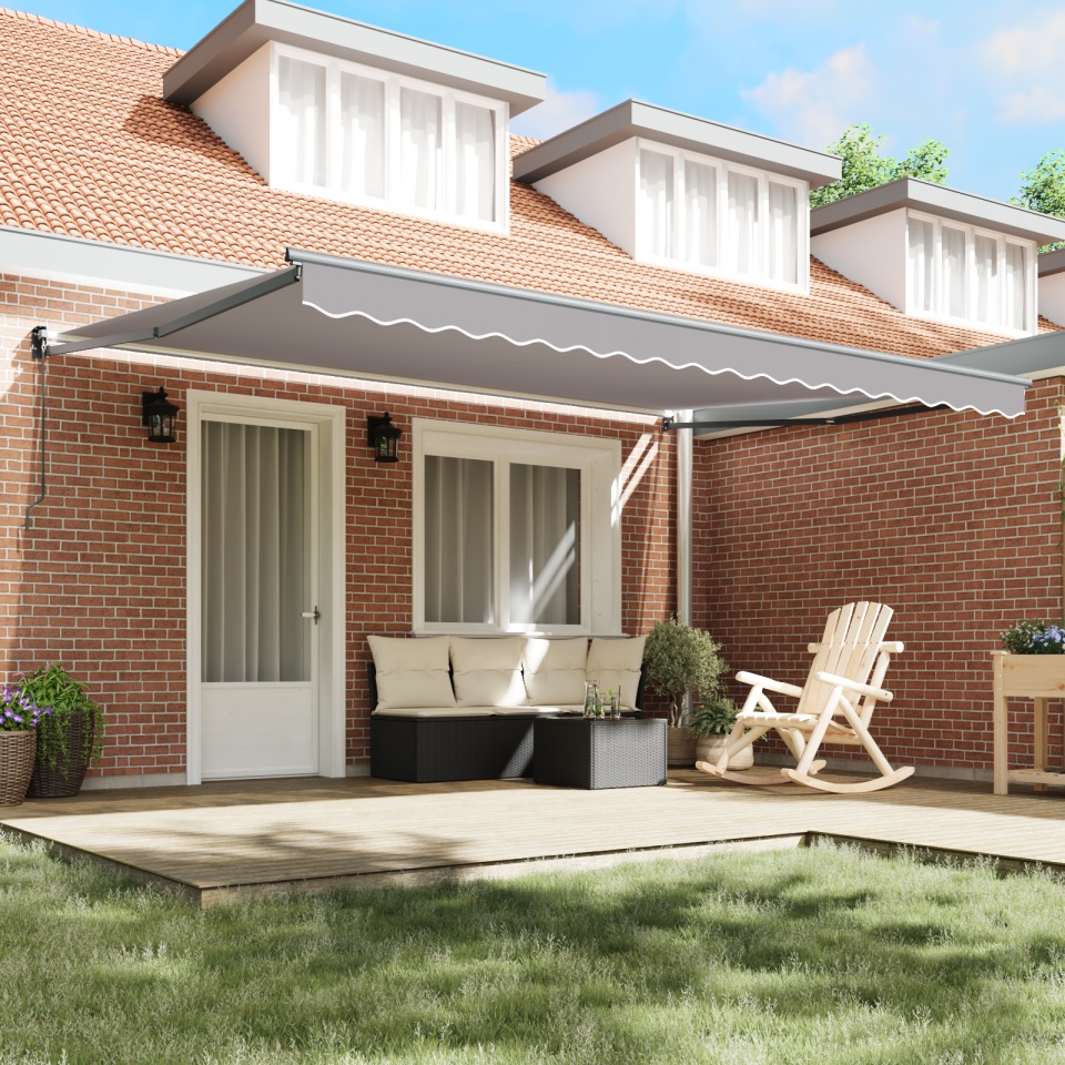 Marchiză manuală retractabilă gri deschis 450x300 cm, Material de schimb pentru marchiză , cadru 4,5x3 m gri deschis - 2 | YEO