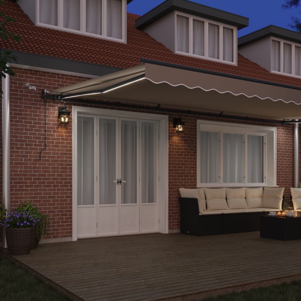 Marchiză retractabilă automată cu LED Bej 600x300 cm, Material de înlocuire pentru marchiză 6x3 m Bej - 2 | YEO