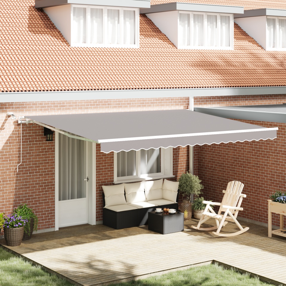 Marchiză retractabilă automată cu LED gri deschis 450x300 cm, Material de înlocuire pentru marchiză 4,5x3 m cadru gri deschis