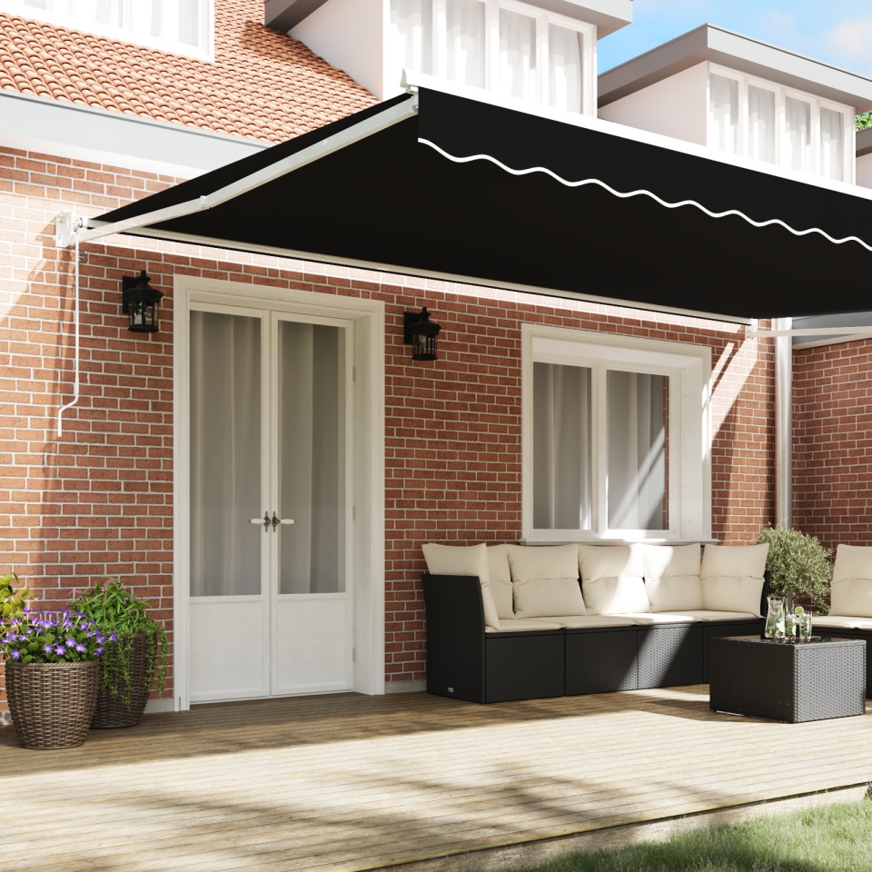 Marchiză retractabilă automată Neagră 500x300 cm, Material de înlocuire pentru marchiză pentru cadru de 5x3 m Negru - 2 | YEO