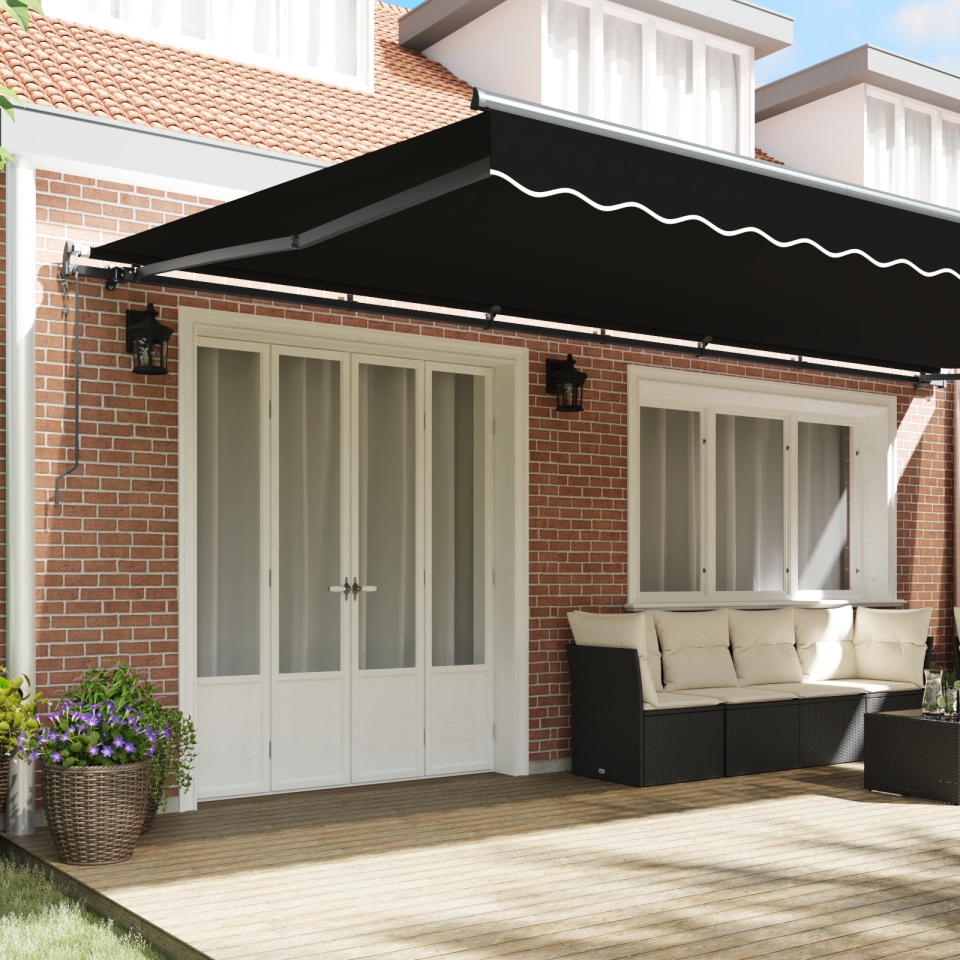 Marchiză retractabilă automată neagră 600x300 cm, Material de înlocuire pentru marchiză pentru cadru de 6x3 m negru - 2 | YEO