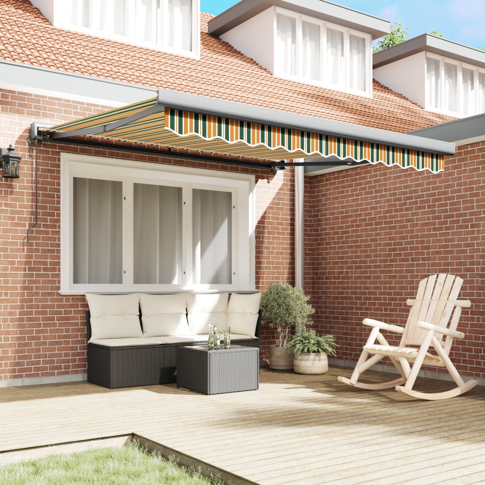 Marchiză Retractabilă Automată Verde și Galben 300x250 cm, Material de Înlocuire pentru Marchiză 3x2.5 m Verde și Galben - 2 | YEO
