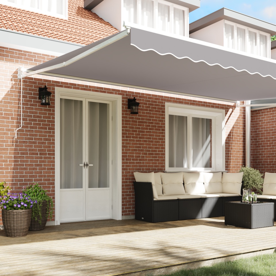 Marchiză retractabilă manuală gri deschis 500x300 cm, Material de înlocuire pentru marchiză de 5x3 m gri deschis - 2 | YEO