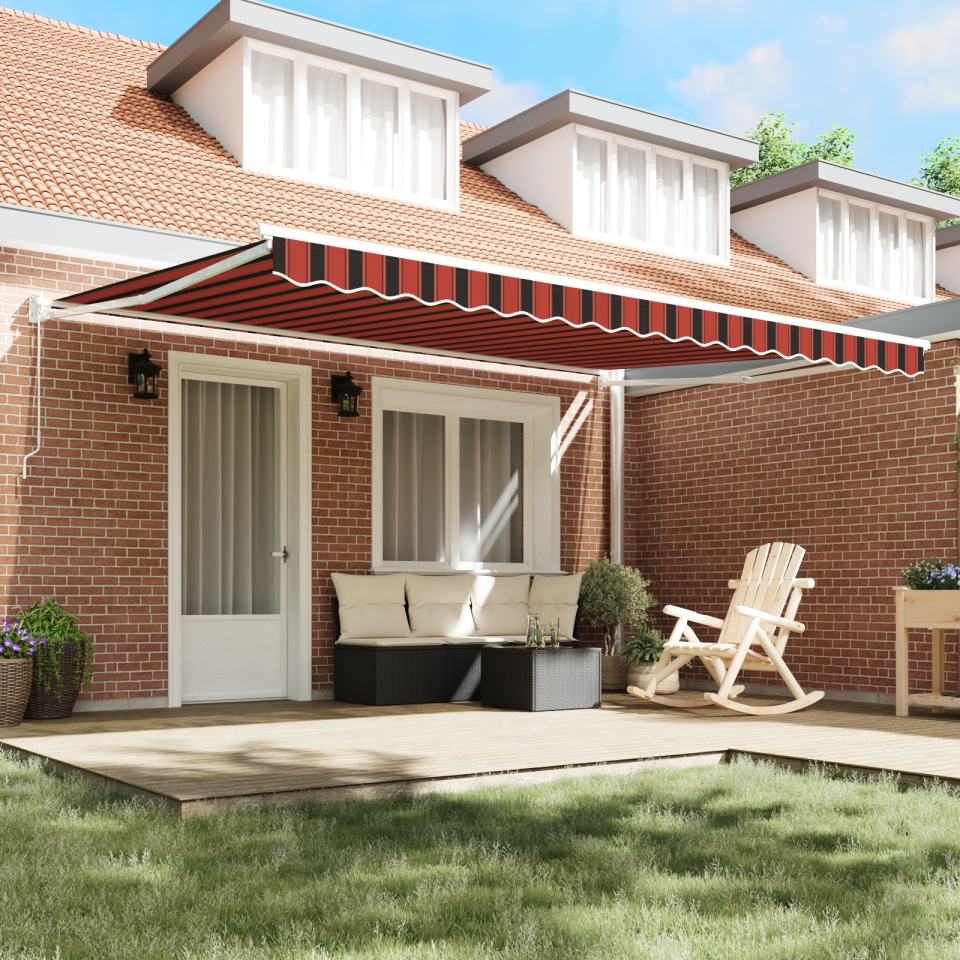 Marchiză retractabilă manuală în portocaliu și maro, 450x300 cm - 2 | YEO