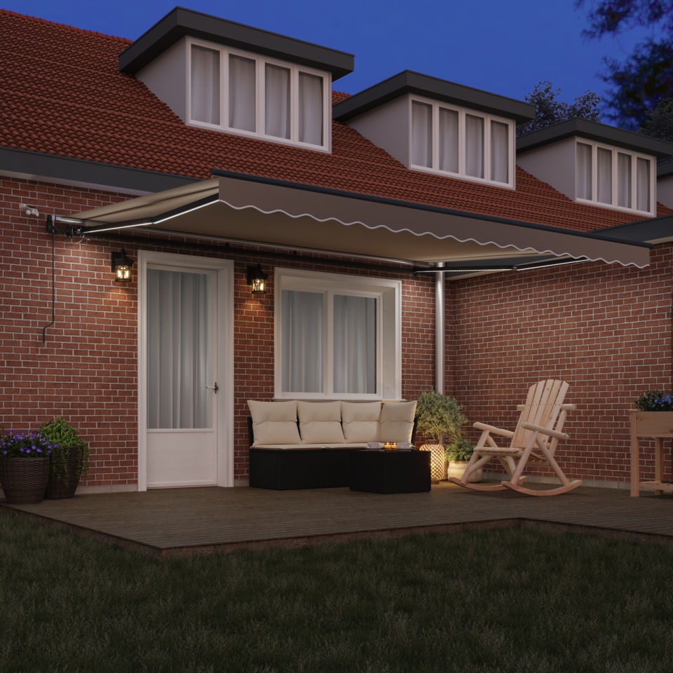 Marciză Automată Retractabilă cu LED Bej 450x300 cm, Material de Înlocuire pentru Marciză 4,5x3 m Bej - 2 | YEO