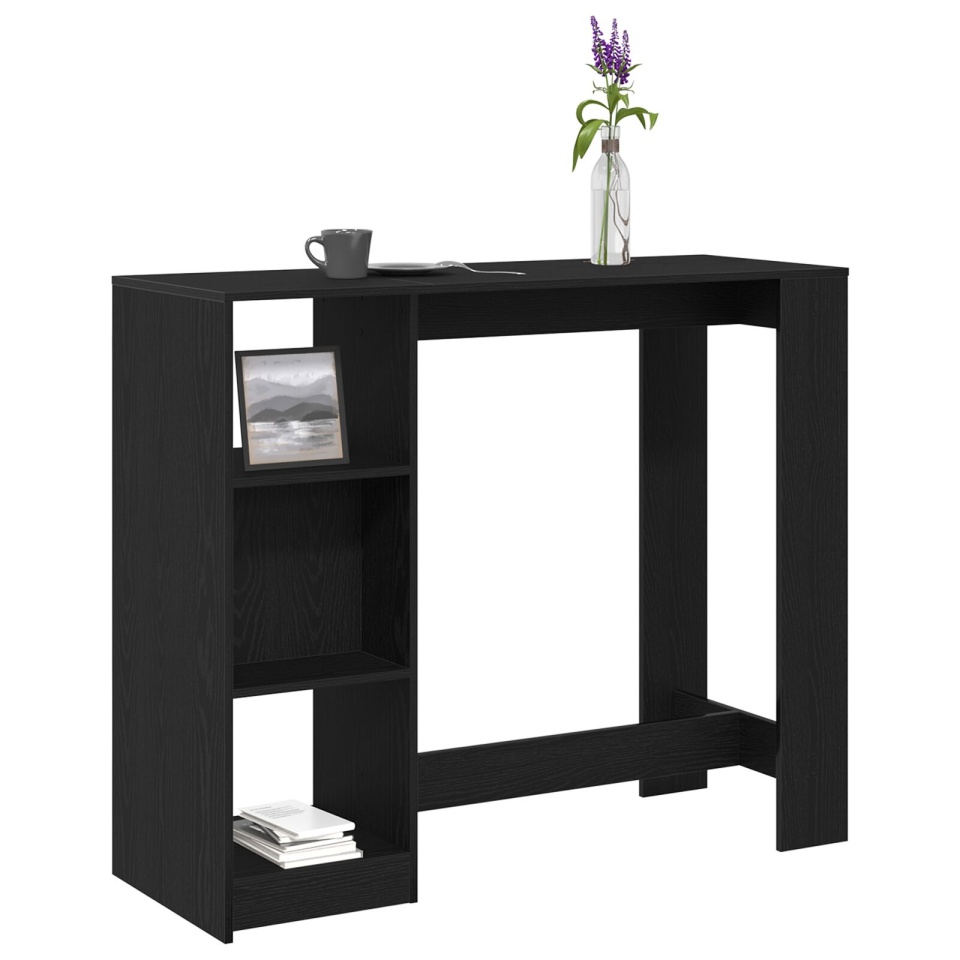 masa de bar cu raft Negru Stejar 102,5x46x103,5 cm Lemn stratificat - 2 | YEO