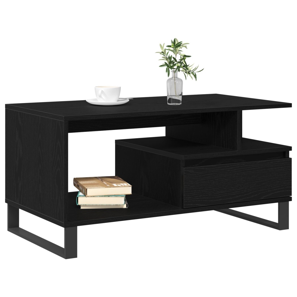 Masă de cafea Negru Stejar 90x49x45 cm Lemn prelucrat - 2 | YEO