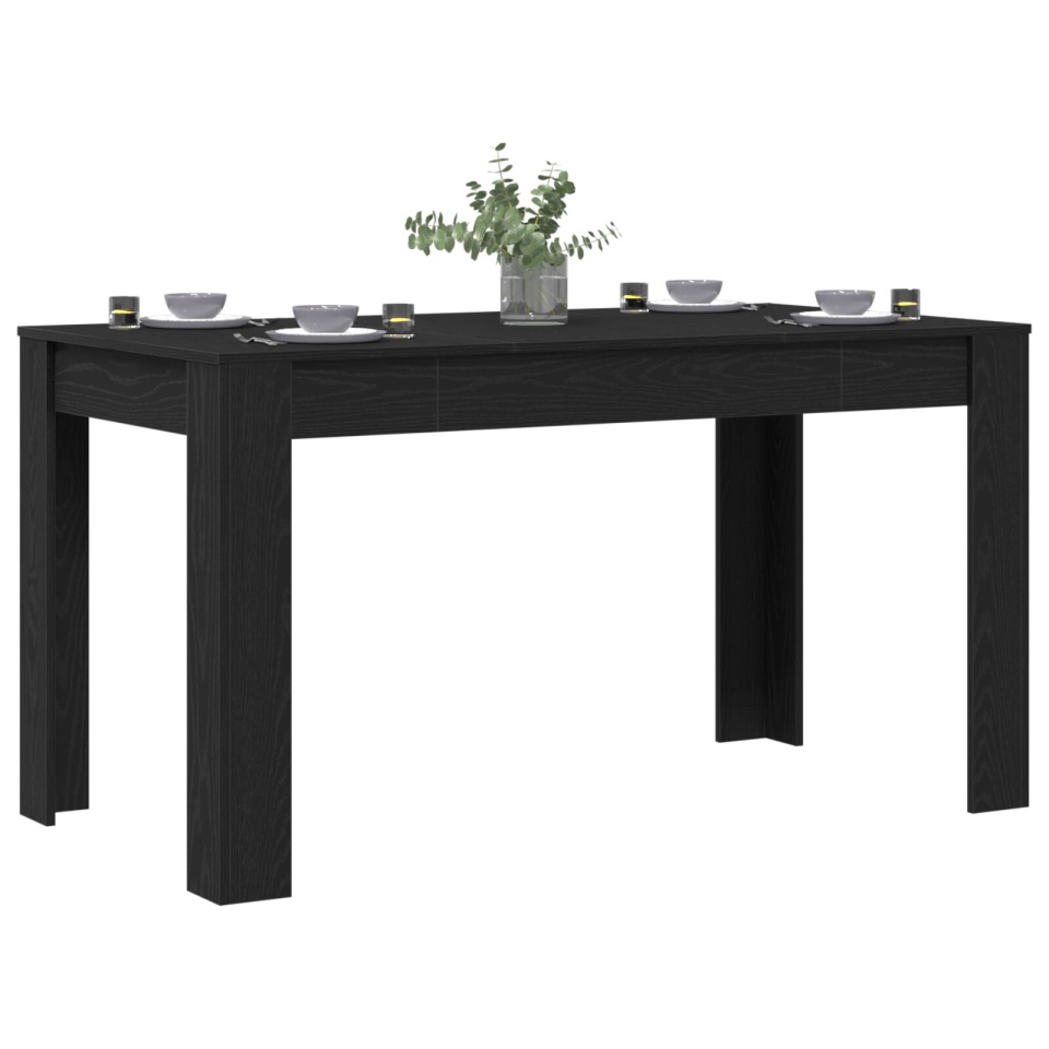 Masă de dining Neagră cu aspect de Stejar 140x74,5x76 cm din Lemn Compus - 2 | YEO