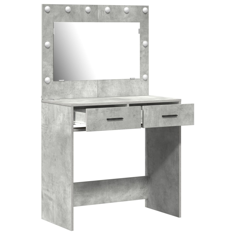 masa de toaletă cu lumini LED gri beton 78,5x41x135 cm - 3 | YEO