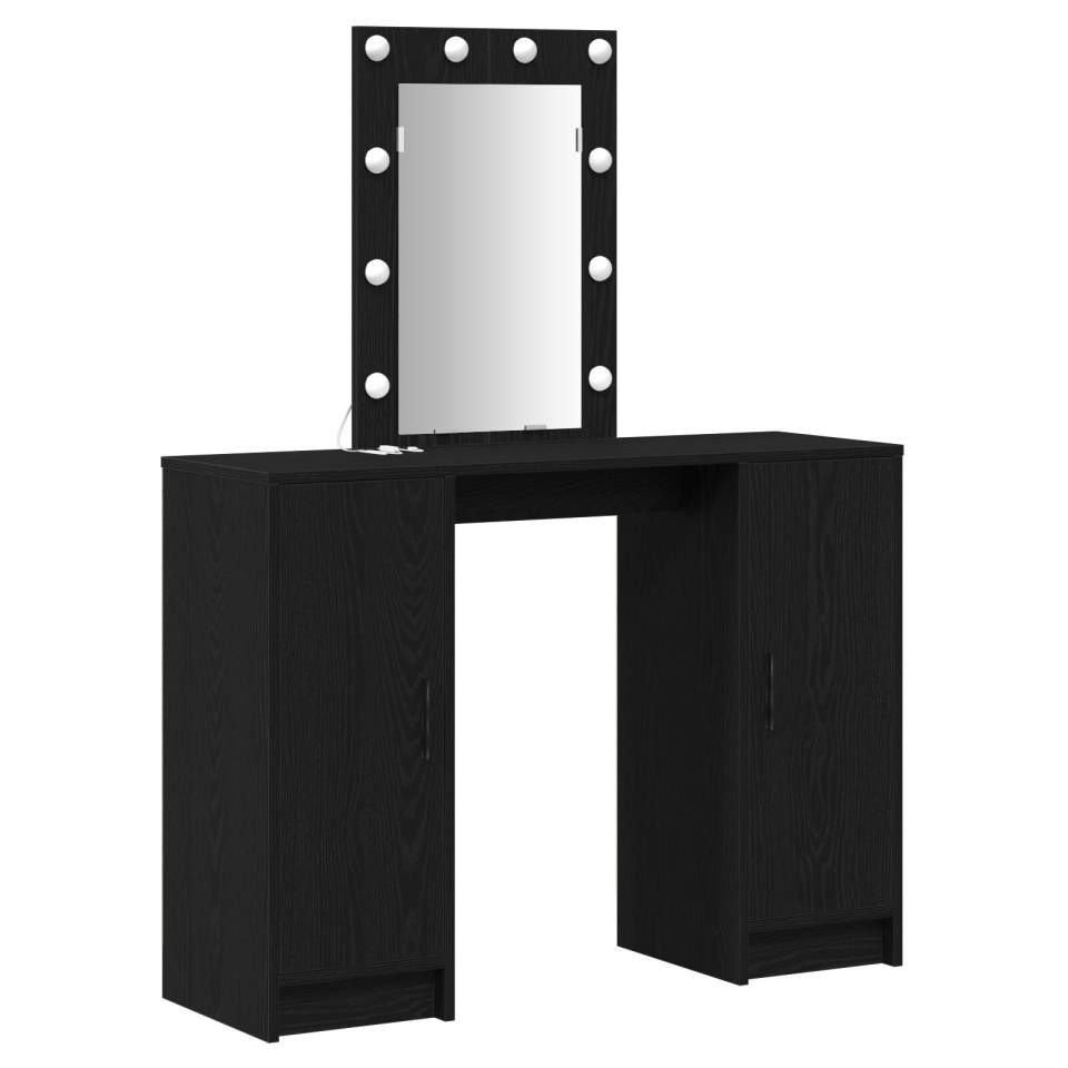Masa de toaletă cu lumini LED Negru Stejar 102x33x135 cm - 1 | YEO