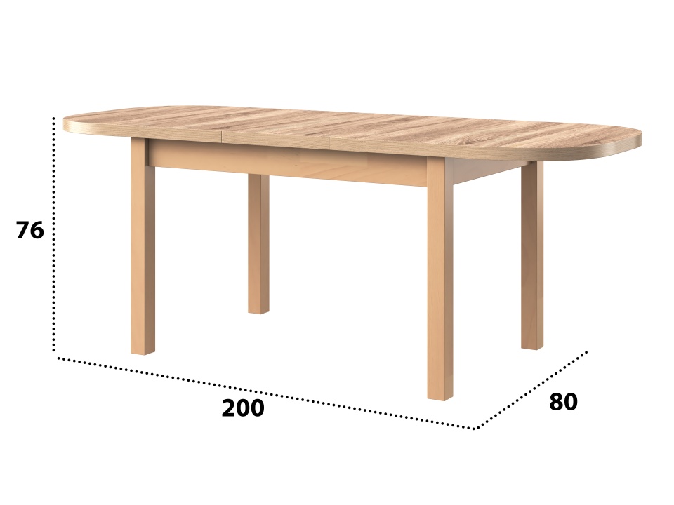 Masa extensibila 160x200 cm mb-12 venus1, sonoma, lemn masiv de fag si pal - 3 | YEO