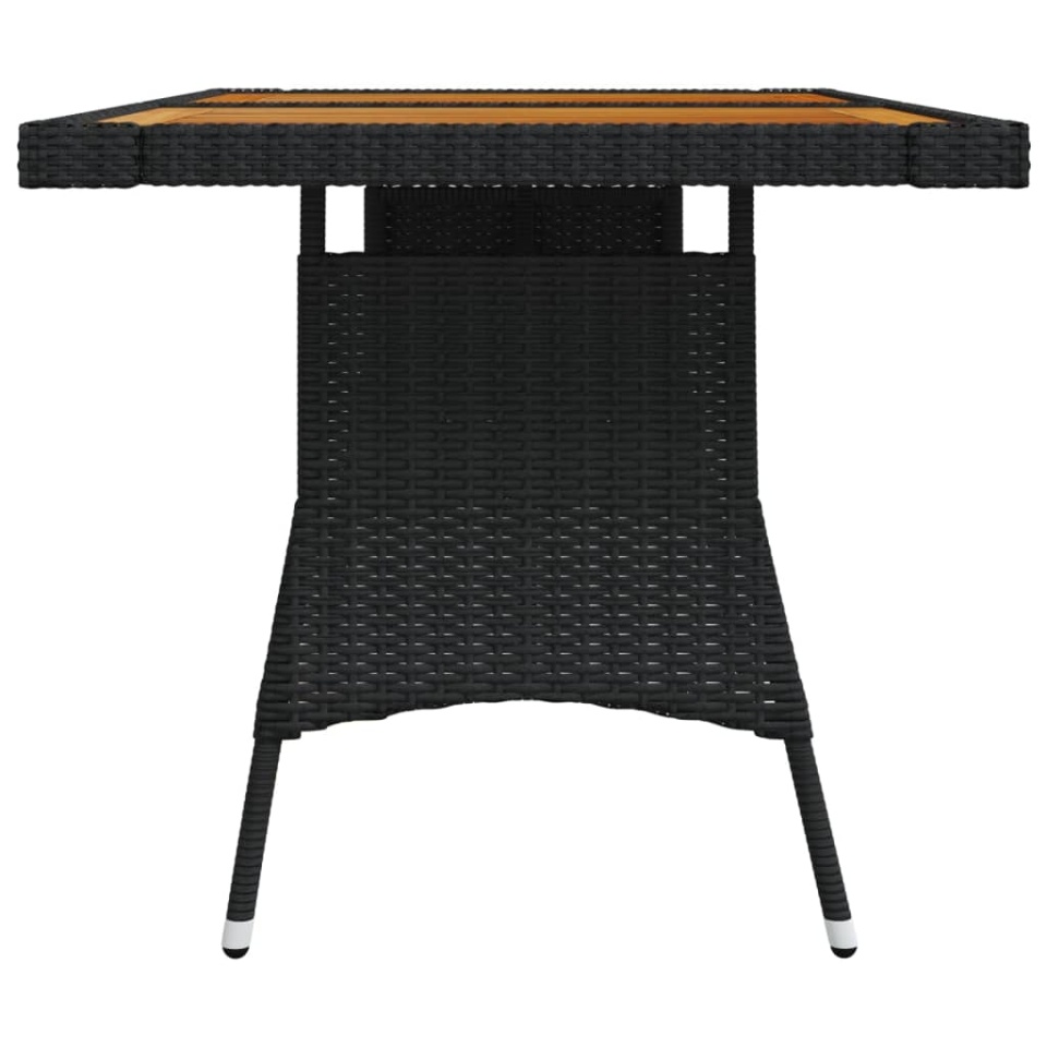 Masă grădină, negru, 130x70x72 cm, poliratan/lemn masiv acacia - 2 | YEO