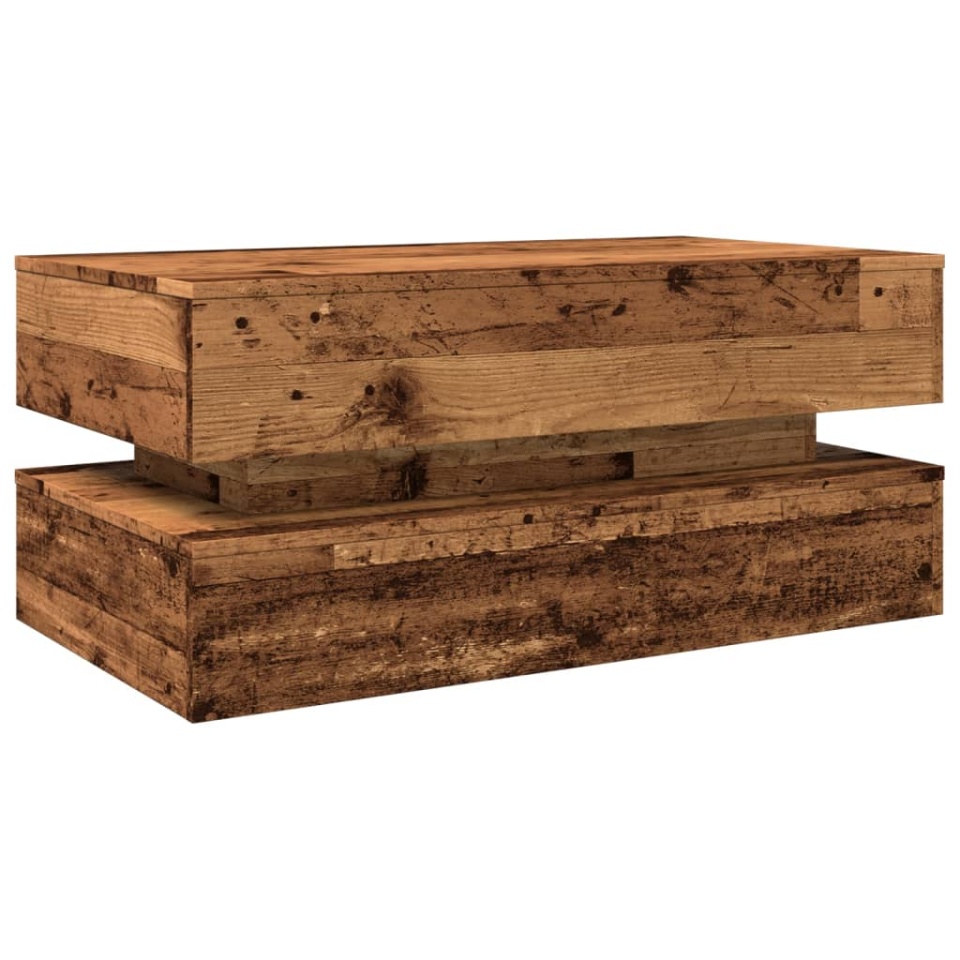 Măsuță de cafea cu lumini LED, lemn vechi, 90x50x40 cm - 2 | YEO