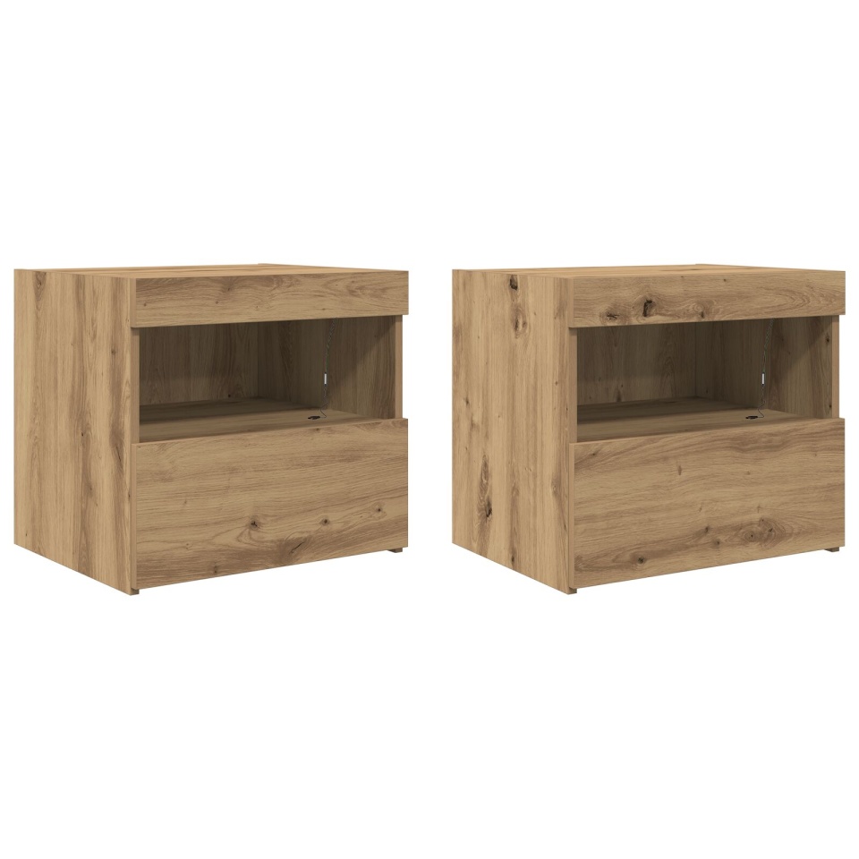 Noptieră cu lumini LED 2 buc Artisan Stejar 50x40x45 cm - 1 | YEO