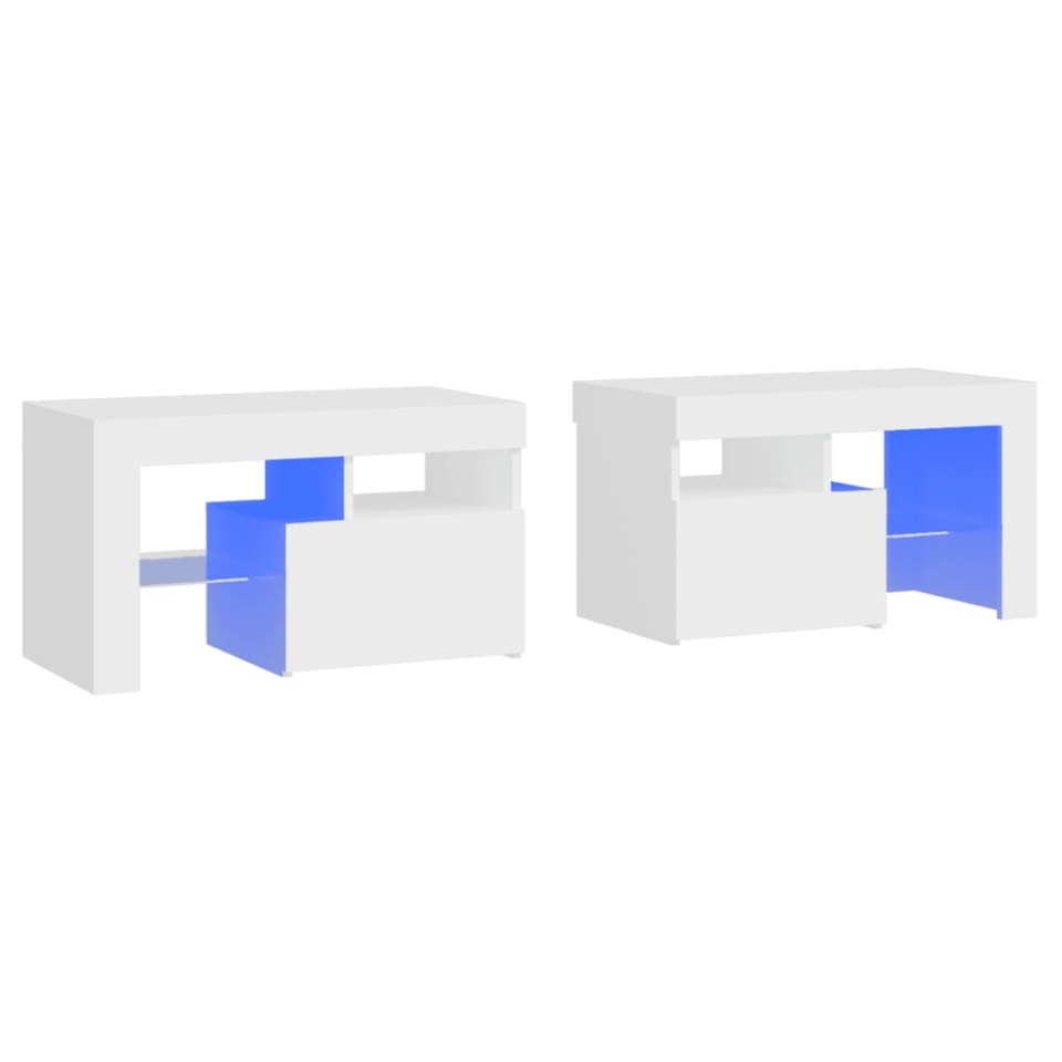 Noptiere cu lumini LED, 2 buc., alb, 70x36,5x40 cm - 1 | YEO