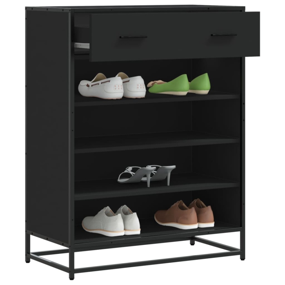 Pantofar, negru, 75x38x97,5 cm, lemn prelucrat/metal