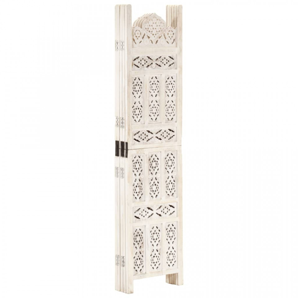 Paravan cameră sculptat manual 5 panouri alb 200x165 cm mango - 1 | YEO