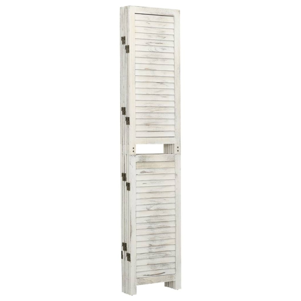 Paravan de cameră cu 5 panouri alb antichizat 178,5x166 cm lemn - 2 | YEO