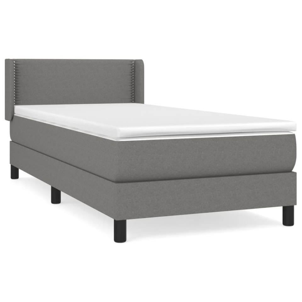 Pat box spring cu saltea, gri închis, 100x200 cm, textil - 1 | YEO